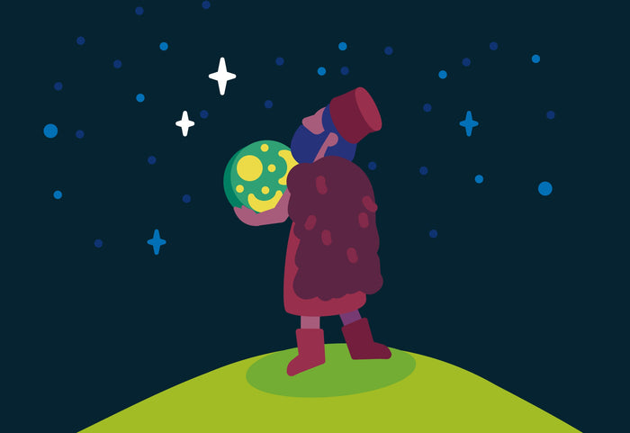 Illustration of a man holding a Nebra Sky Disk