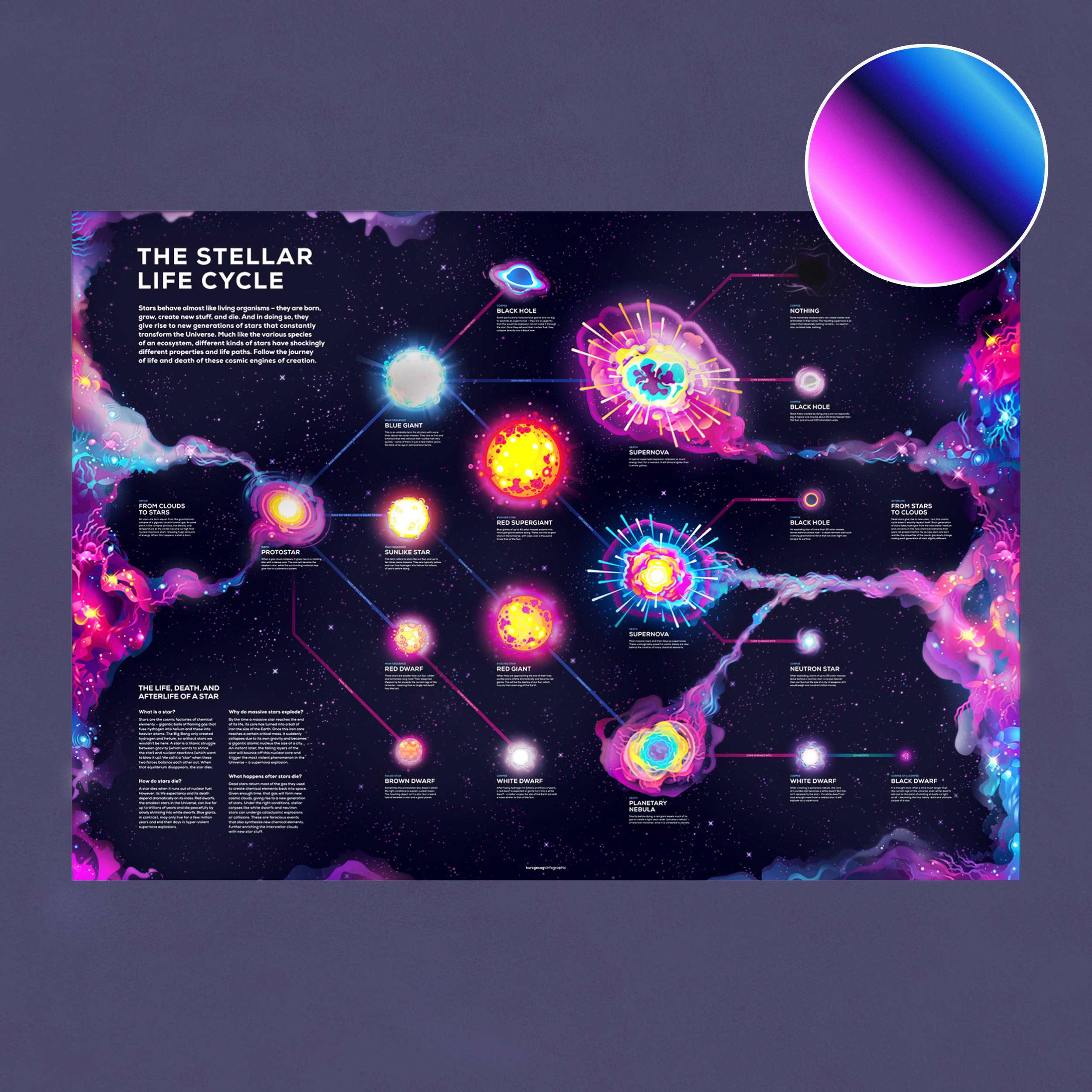Stellar Life Cycle Poster Shiny Foil Infographic The Kurzgesagt Shop stellar-life-cycle-poster-shiny-foil-infographic-the-kurzgesagt-shop