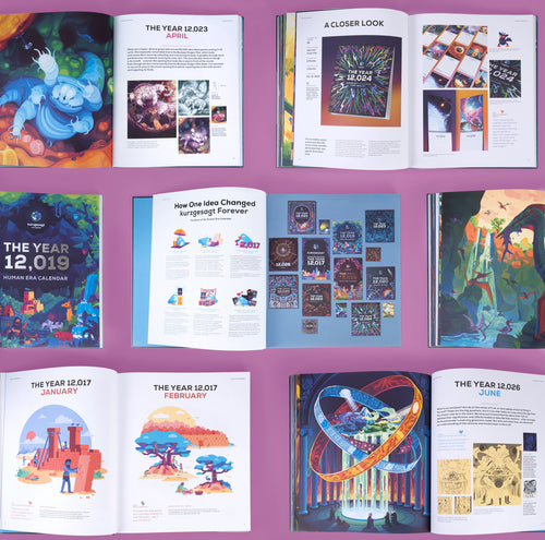 Overview of the kurzgesagt artbook pages.