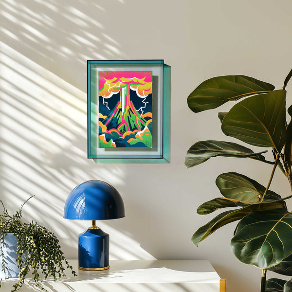 Valcano Frame Active Volcano: Framed Art Print – the kurzgesagt shop